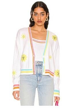 525 America Sun Print Cardigan Sweater White M